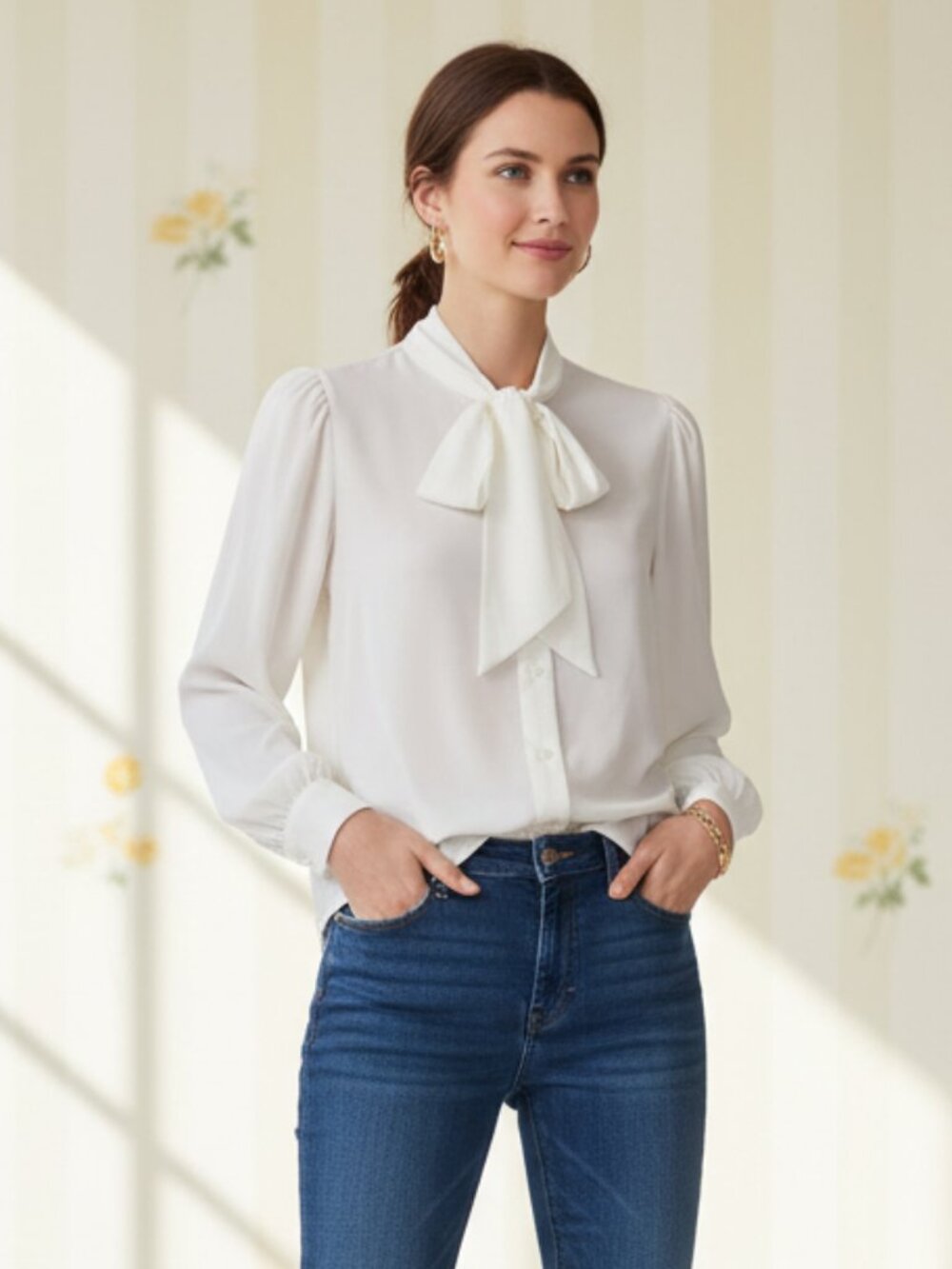Ted Baker Tie Neck Blouse White NWT XS Workwear Top
